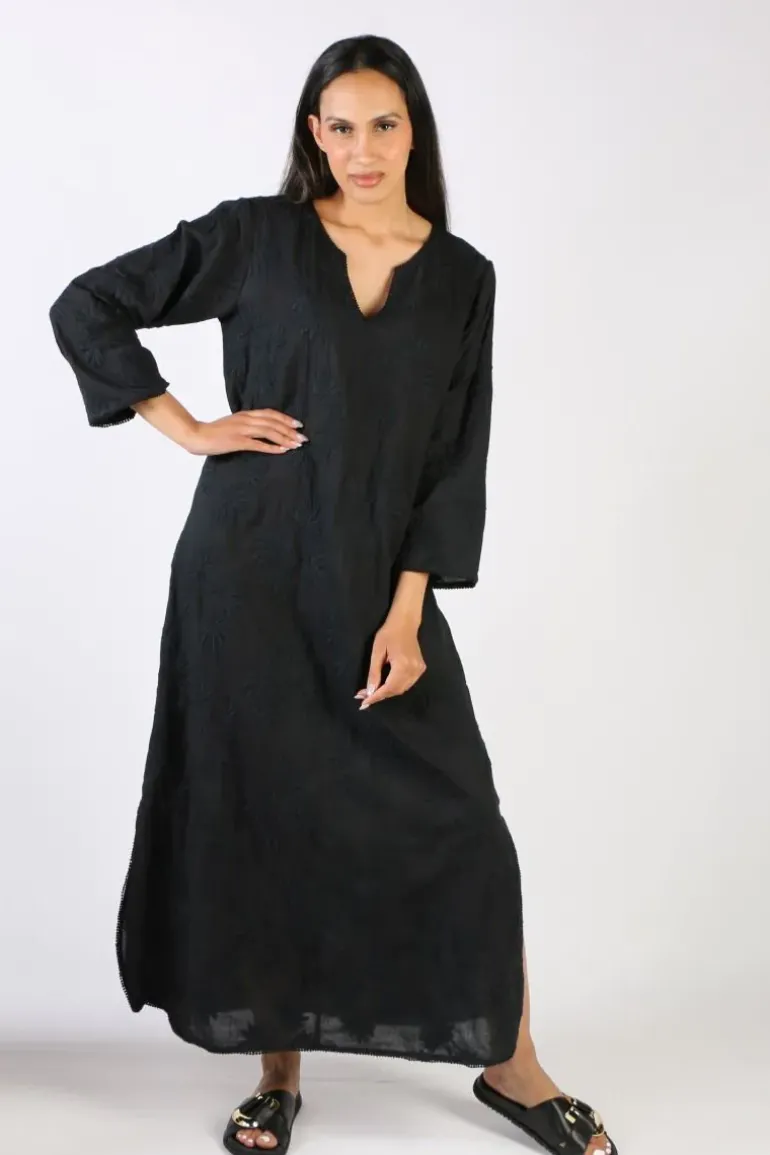 Bagruu Helena Embroidered Dress In Black