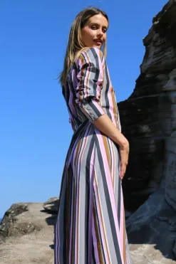 Bagruu Mala Bold Stripe Dress In Multi