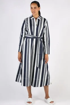 Bagruu Mala Ribbon Stripe Dress In Navy