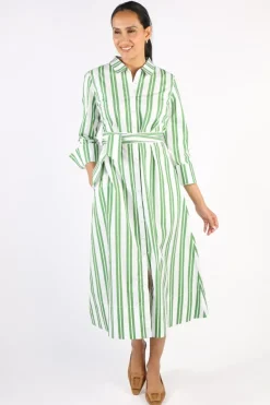 Bagruu Mala Stripe Dress In Apple