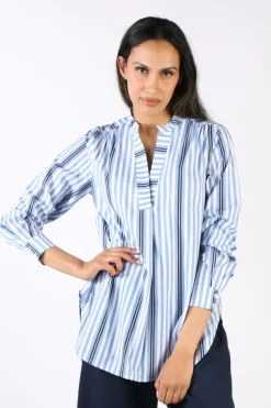 Bagruu Olive Surf Stripe Shirt In Blue