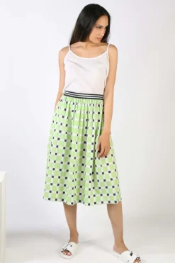 Bagruu Saki Check Skirt In Lime