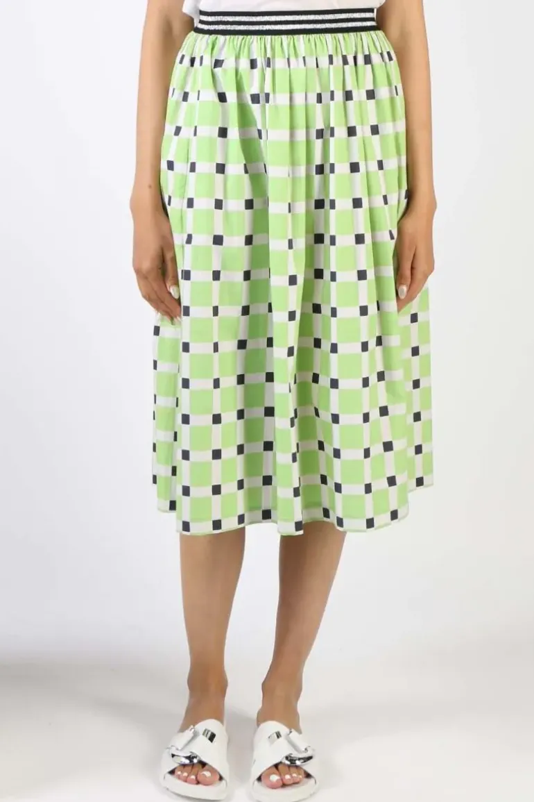 Bagruu Saki Check Skirt In Lime