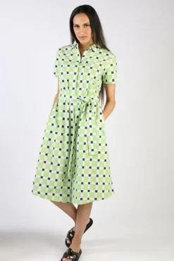 Bagruu Sara Check Dress In Lime
