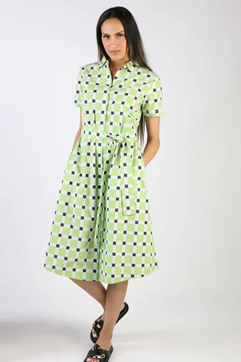 Bagruu Sara Check Dress In Lime