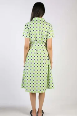 Bagruu Sara Check Dress In Lime