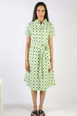 Bagruu Sara Check Dress In Lime