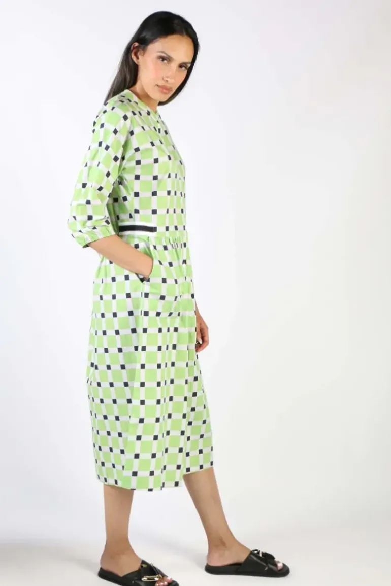 Bagruu Songkee Check Dress In Lime