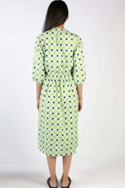 Bagruu Songkee Check Dress In Lime