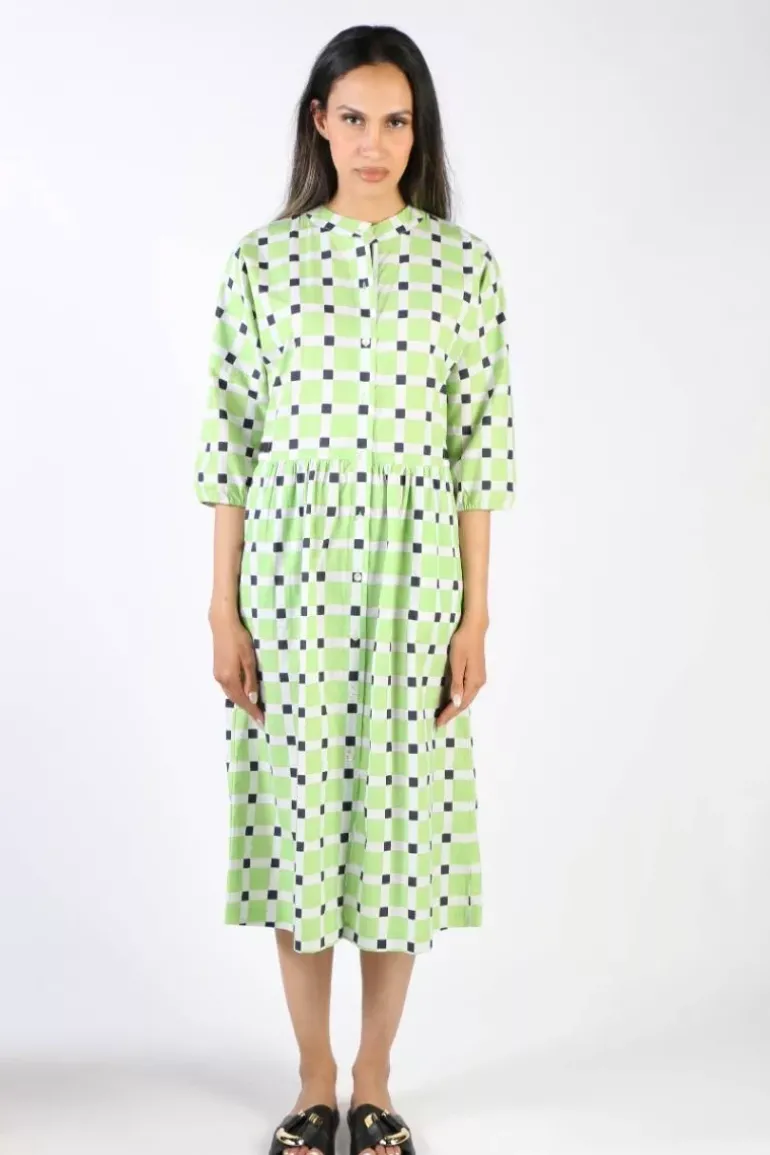 Bagruu Songkee Check Dress In Lime