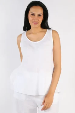 Blueberry Bias Singlet Top In White