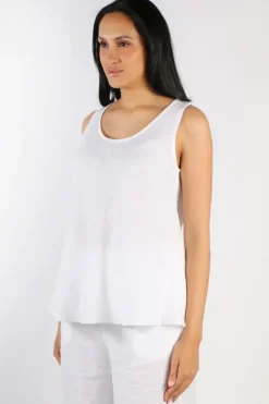 Blueberry Bias Singlet Top In White