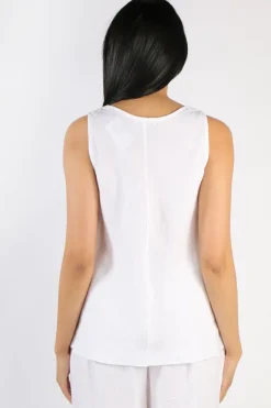 Blueberry Bias Singlet Top In White