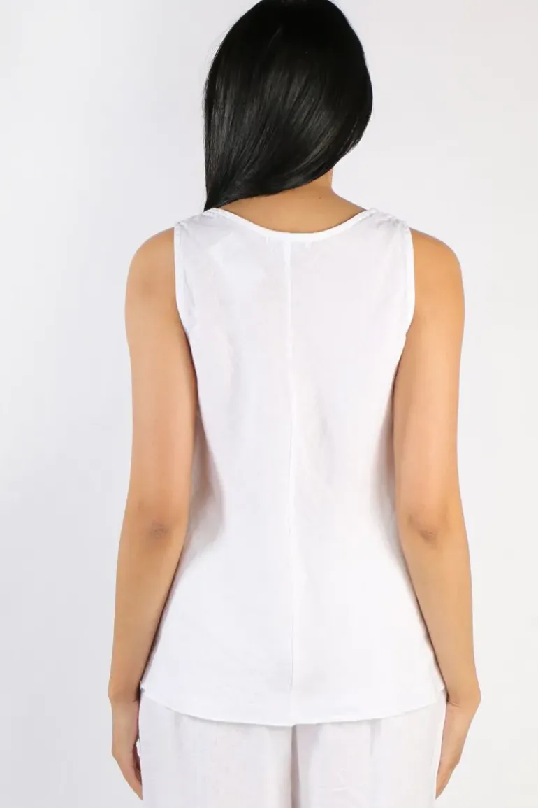 Blueberry Bias Singlet Top In White