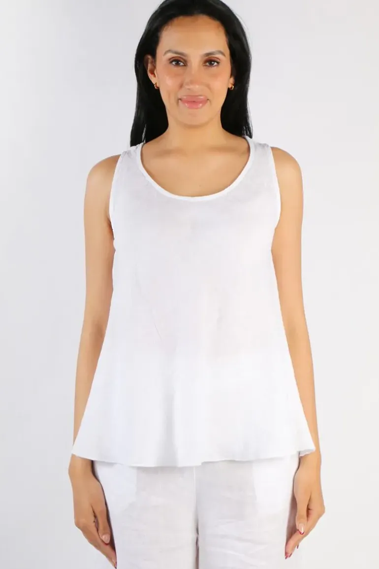 Blueberry Bias Singlet Top In White
