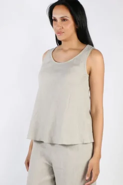 Blueberry Bias Singlet Top In Beige