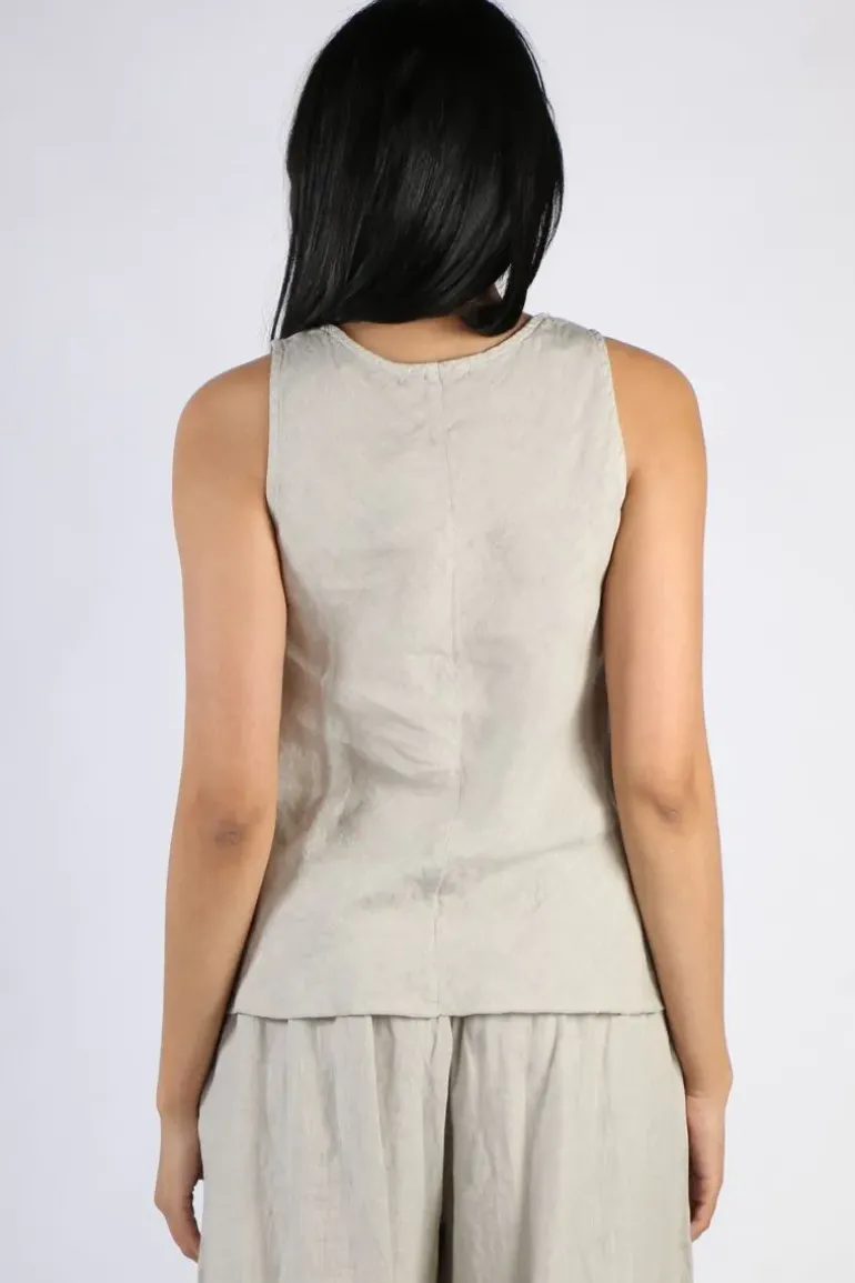 Blueberry Bias Singlet Top In Beige