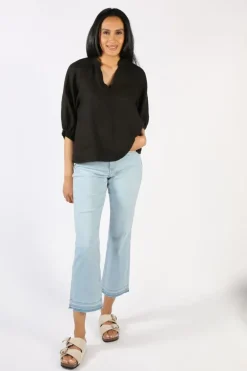Blueberry Bishop Sleeve Top In Black