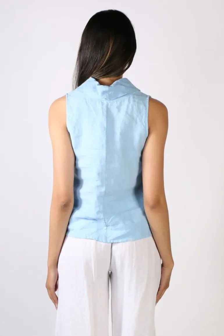 Blueberry Cowl Neck Top In Sky