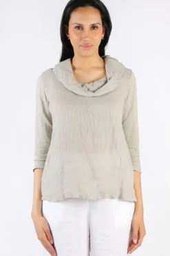 Blueberry Cowl Neck Top In Beige