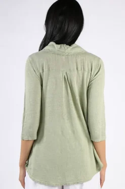 Blueberry Cowl Neck Top In Sage