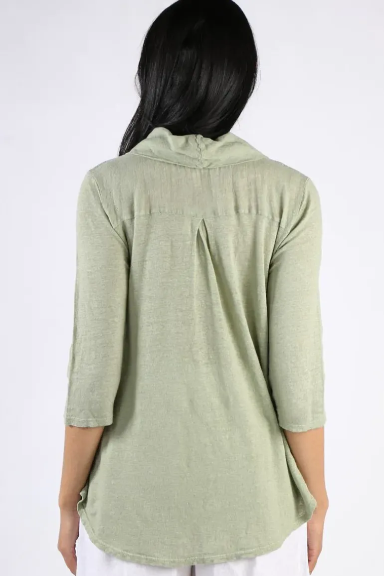 Blueberry Cowl Neck Top In Sage