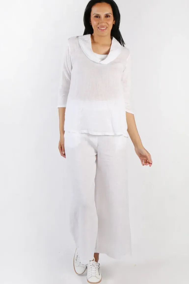 Blueberry Cowl Neck Top In White