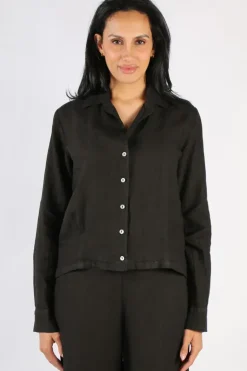 Blueberry Cropped Classic Shirt In Black