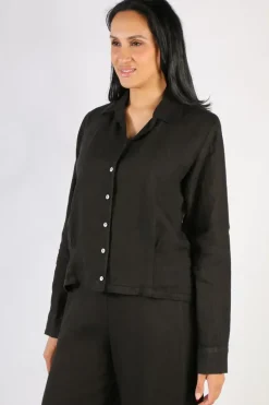 Blueberry Cropped Classic Shirt In Black