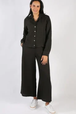 Blueberry Cropped Classic Shirt In Black