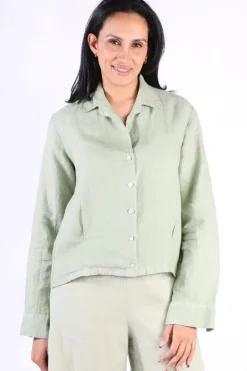 Blueberry Cropped Classic Shirt In Sage