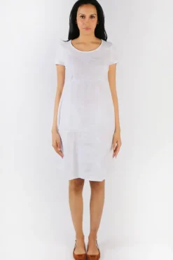 Blueberry Embroidered Swing Dress In White
