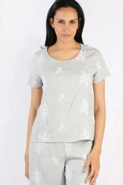 Blueberry Embroidered Top In Pearl