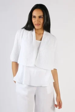 Blueberry Fishermans Knit Cardigan In White
