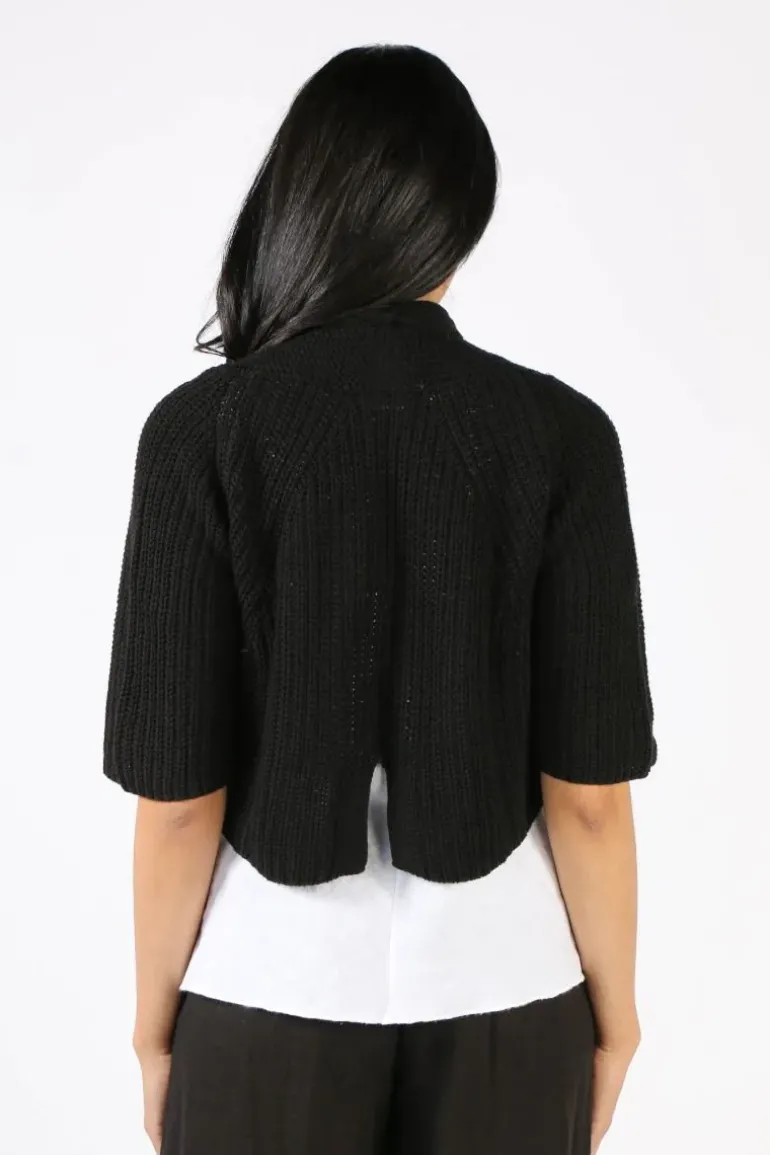 Blueberry Fishermans Knit Cardigan In Black