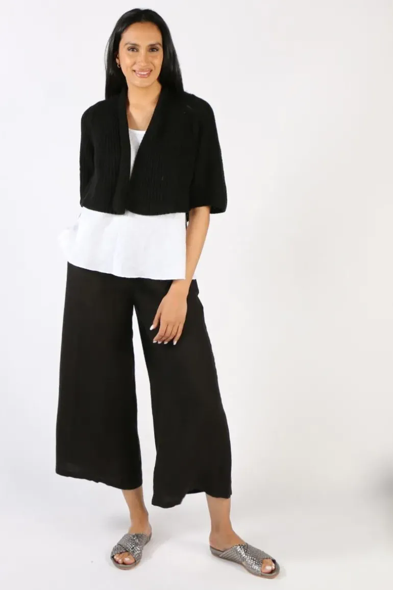 Blueberry Fishermans Knit Cardigan In Black