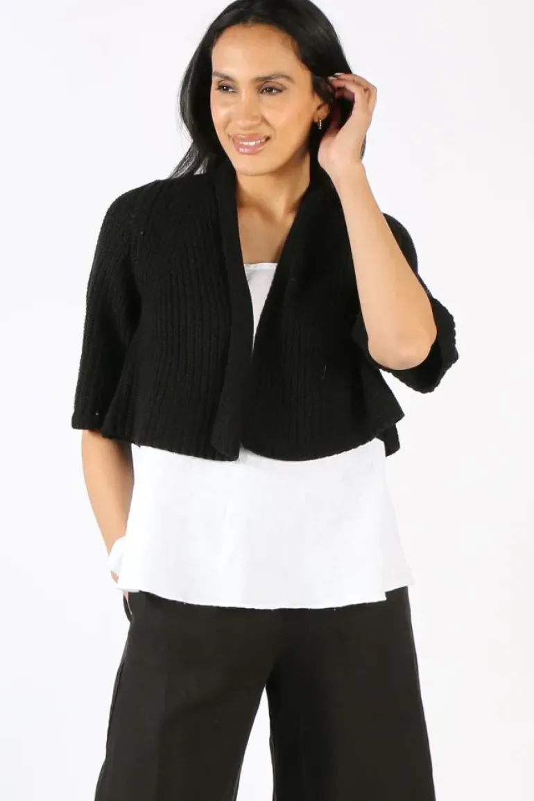 Blueberry Fishermans Knit Cardigan In Black