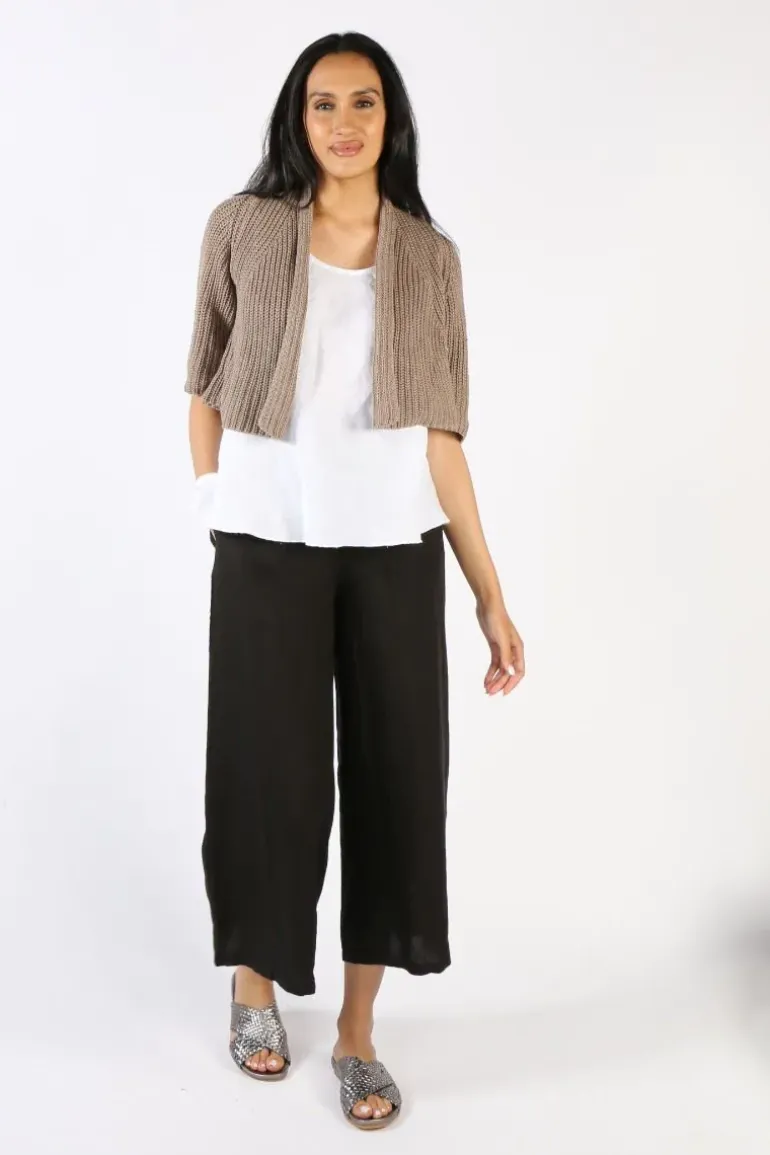 Blueberry Fishermans Knit Cardigan In Fango