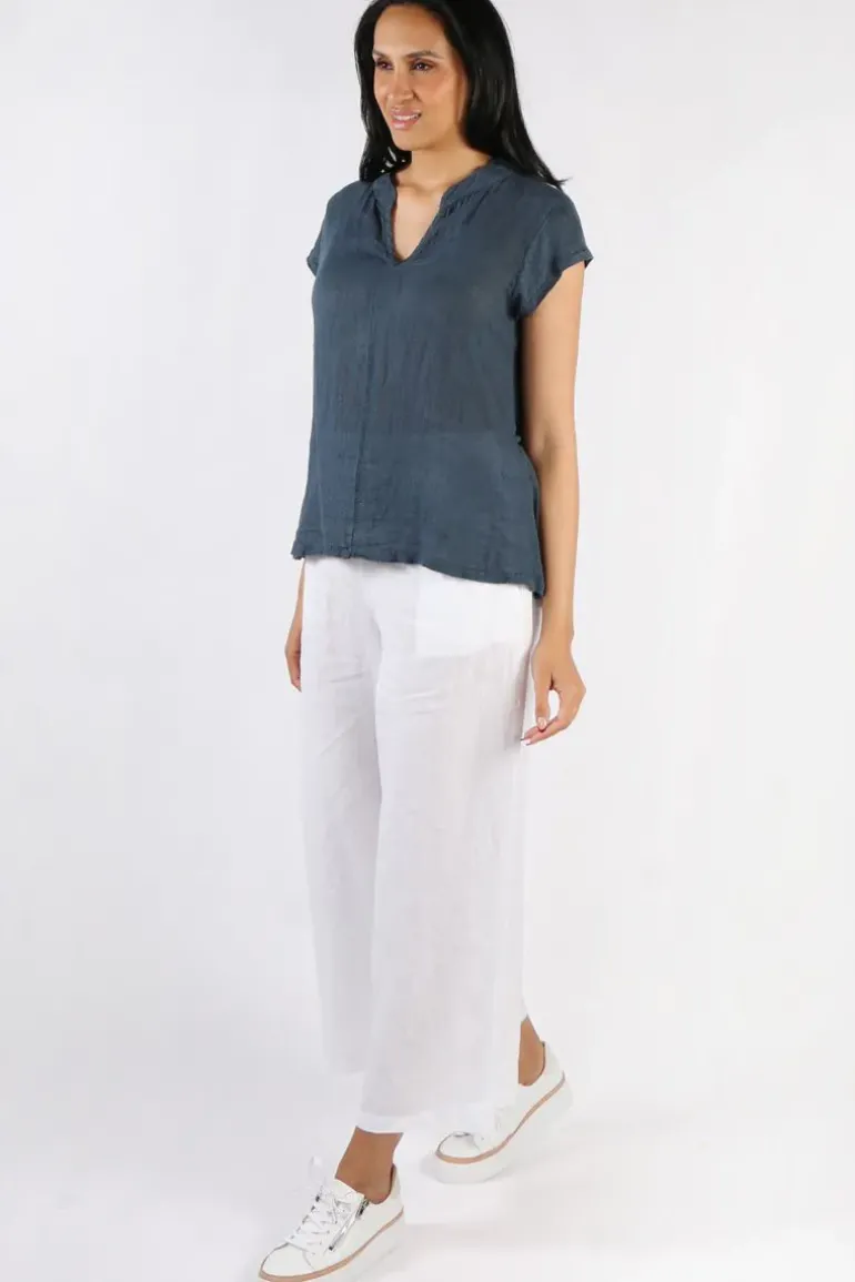 Blueberry Henley Top In Navy