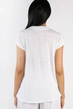 Blueberry Henley Top In White