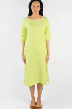 Blueberry Linen Shift Dress In Lime