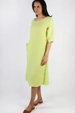 Blueberry Linen Shift Dress In Lime