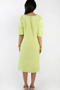 Blueberry Linen Shift Dress In Lime