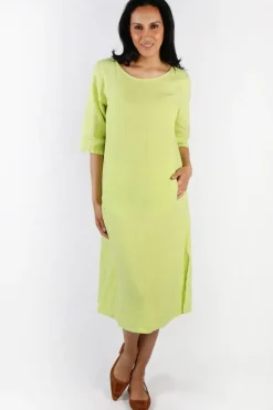 Blueberry Linen Shift Dress In Lime