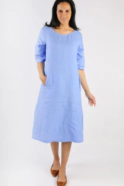 Blueberry Linen Shift Dress In Cornflower