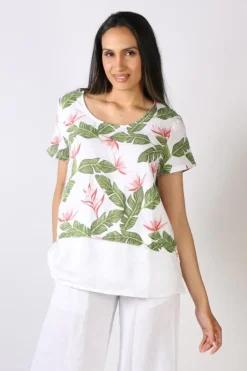 Blueberry Linen Tee In Palm