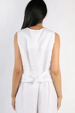 Blueberry Linen Vest In White
