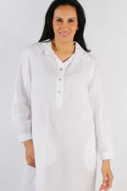 Blueberry Maria Pia Shirt Dress In White