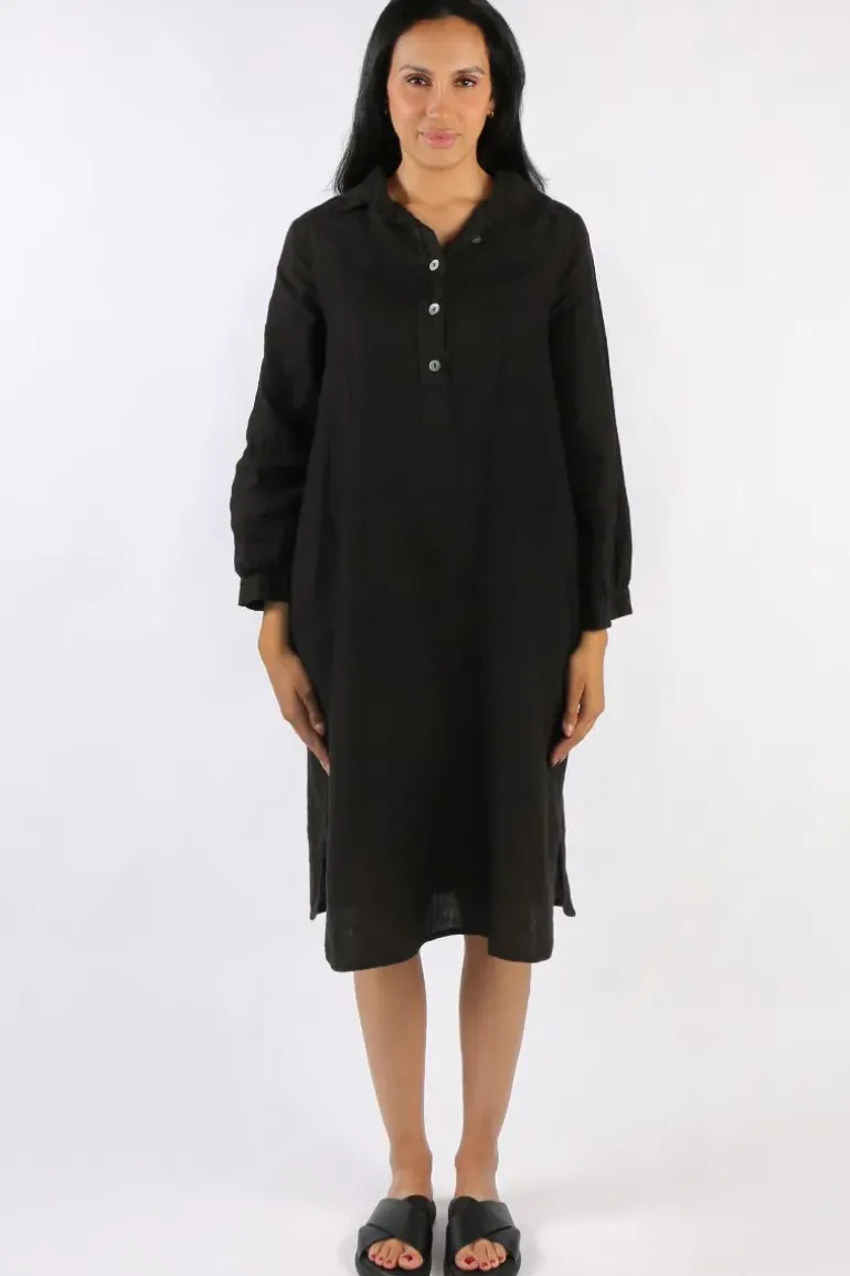 Blueberry Maria Pia Shirt Dress In Black