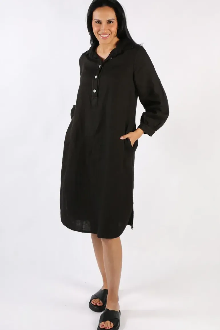 Blueberry Maria Pia Shirt Dress In Black